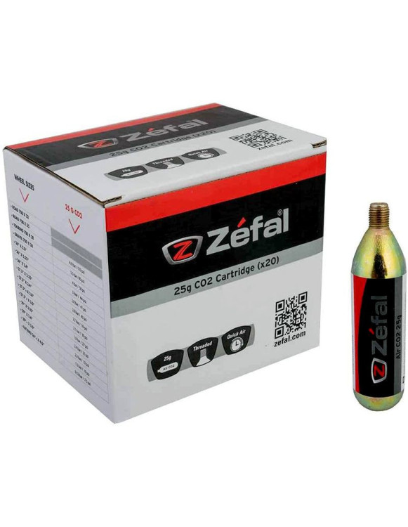 Caixa 20 Cartuchos CO2 Zefal 25g Rosca