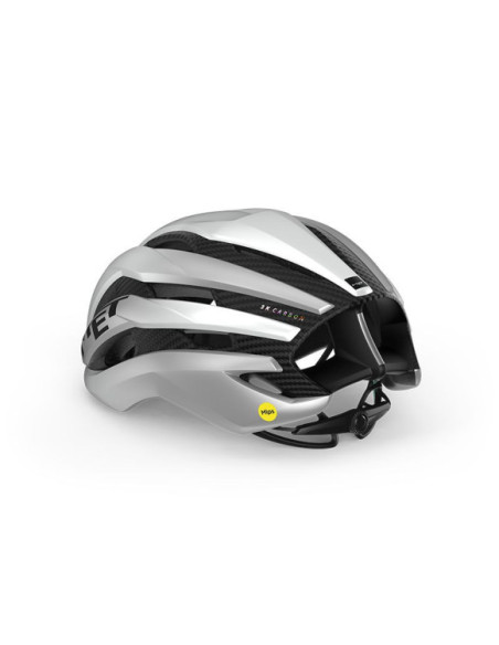 Capacete de Estrada MET Trenta 3K Carbon MIPS Branco Prata