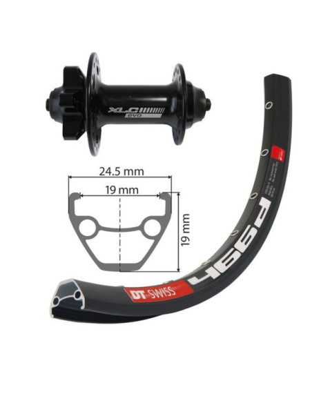 Roda Dianteira XLC 27.5 Eixo 100mm Aro DT Swiss 6 Furos