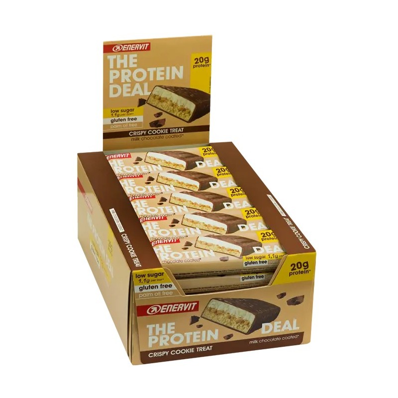 Caixa de Barras Enervit Crunchy 20g Protein 55g Crispy Cookie